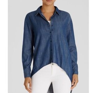 NWT The Fisher Project EILEEN FISHER Chambray Hi/Low Hem Denim Shirt Large $208